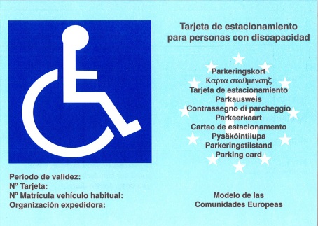 Tarjetas Estacionamiento personas con Movilidad Reducida, emisión y uso.